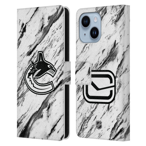 NHL Vancouver Canucks Marble Leather Book Wallet Case Cover For Apple iPhone 14 Plus