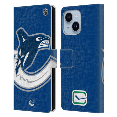 NHL Vancouver Canucks Oversized Leather Book Wallet Case Cover For Apple iPhone 14 Plus