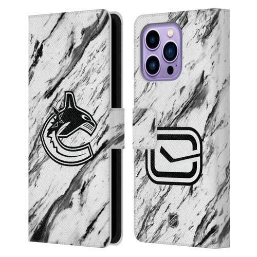 NHL Vancouver Canucks Marble Leather Book Wallet Case Cover For Apple iPhone 14 Pro Max