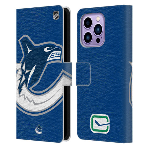 NHL Vancouver Canucks Oversized Leather Book Wallet Case Cover For Apple iPhone 14 Pro Max