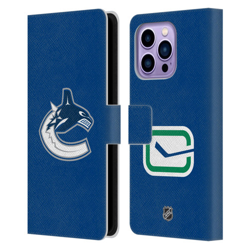 NHL Vancouver Canucks Plain Leather Book Wallet Case Cover For Apple iPhone 14 Pro Max