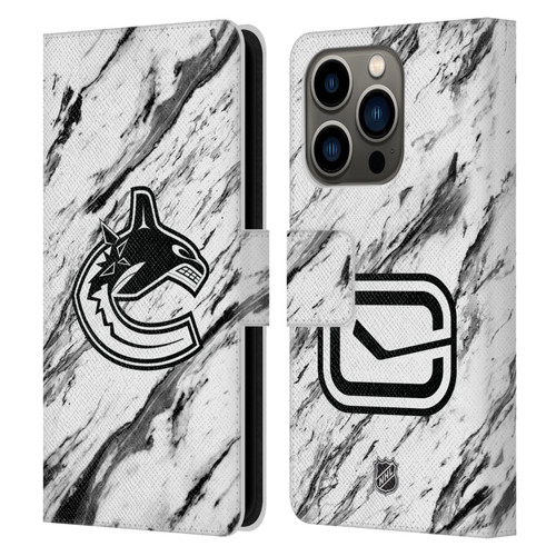 NHL Vancouver Canucks Marble Leather Book Wallet Case Cover For Apple iPhone 14 Pro