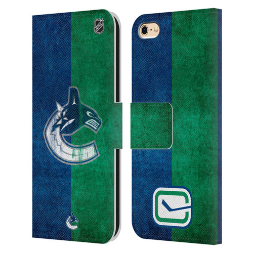 NHL Vancouver Canucks Half Distressed Leather Book Wallet Case Cover For Apple iPhone 6 / iPhone 6s