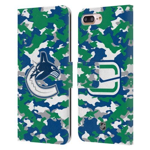 NHL Vancouver Canucks Camouflage Leather Book Wallet Case Cover For Apple iPhone 7 Plus / iPhone 8 Plus