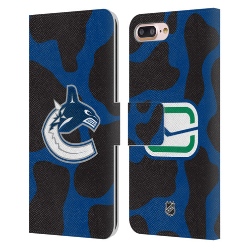 NHL Vancouver Canucks Cow Pattern Leather Book Wallet Case Cover For Apple iPhone 7 Plus / iPhone 8 Plus