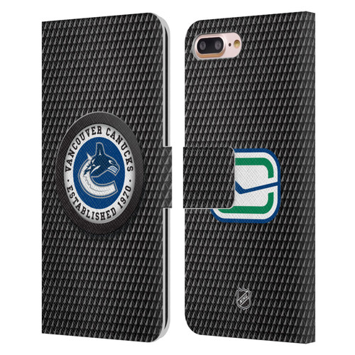 NHL Vancouver Canucks Puck Texture Leather Book Wallet Case Cover For Apple iPhone 7 Plus / iPhone 8 Plus