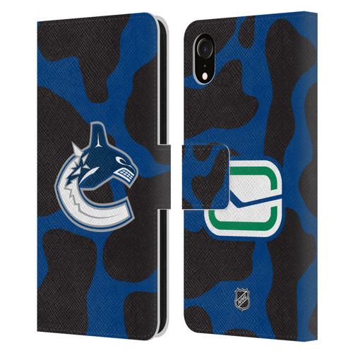 NHL Vancouver Canucks Cow Pattern Leather Book Wallet Case Cover For Apple iPhone XR