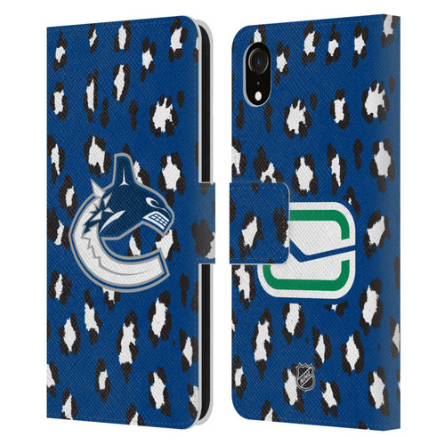 NHL Vancouver Canucks Leopard Patten Leather Book Wallet Case Cover For Apple iPhone XR