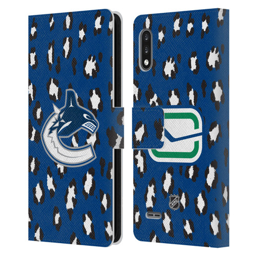 NHL Vancouver Canucks Leopard Patten Leather Book Wallet Case Cover For LG K22