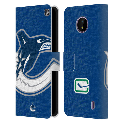 NHL Vancouver Canucks Oversized Leather Book Wallet Case Cover For Nokia C10 / C20