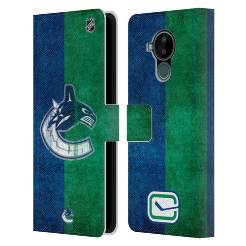 NHL Vancouver Canucks Half Distressed Leather Book Wallet Case Cover For Nokia C30