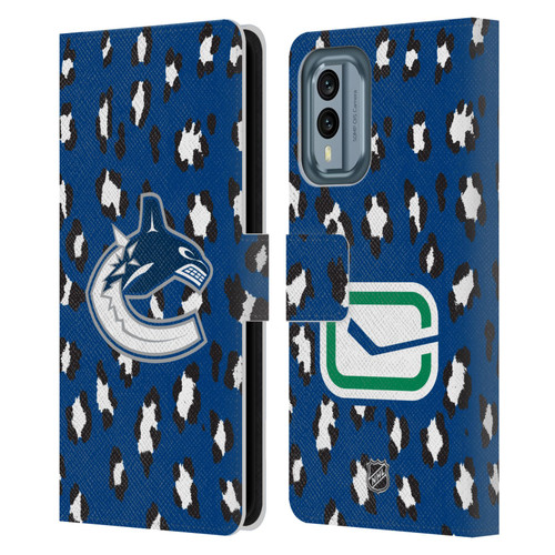 NHL Vancouver Canucks Leopard Patten Leather Book Wallet Case Cover For Nokia X30