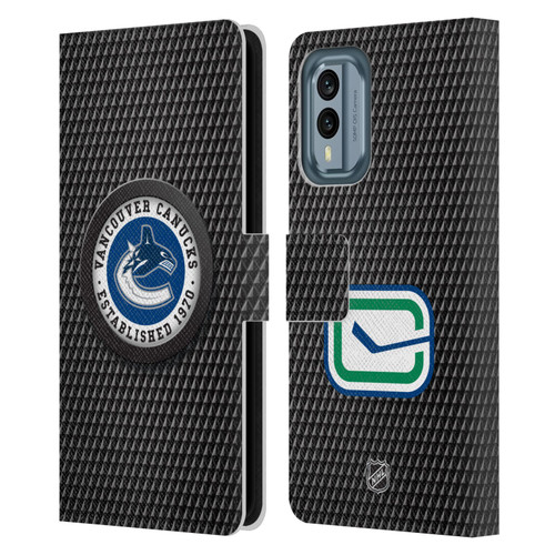 NHL Vancouver Canucks Puck Texture Leather Book Wallet Case Cover For Nokia X30