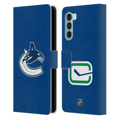 NHL Vancouver Canucks Plain Leather Book Wallet Case Cover For Motorola Edge S30 / Moto G200 5G