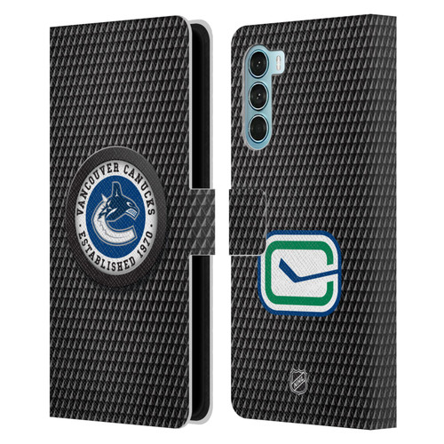 NHL Vancouver Canucks Puck Texture Leather Book Wallet Case Cover For Motorola Edge S30 / Moto G200 5G