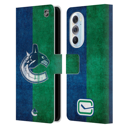 NHL Vancouver Canucks Half Distressed Leather Book Wallet Case Cover For Motorola Edge X30