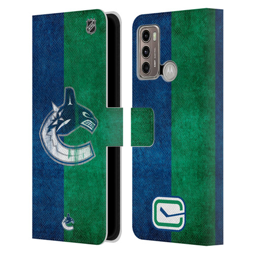 NHL Vancouver Canucks Half Distressed Leather Book Wallet Case Cover For Motorola Moto G60 / Moto G40 Fusion