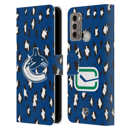 NHL Vancouver Canucks Leopard Patten Leather Book Wallet Case Cover For Motorola Moto G60 / Moto G40 Fusion