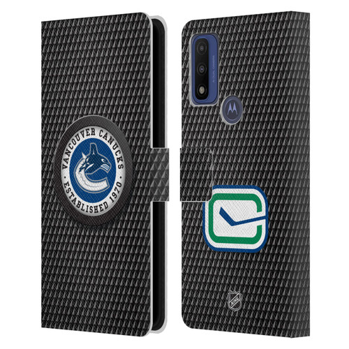 NHL Vancouver Canucks Puck Texture Leather Book Wallet Case Cover For Motorola G Pure