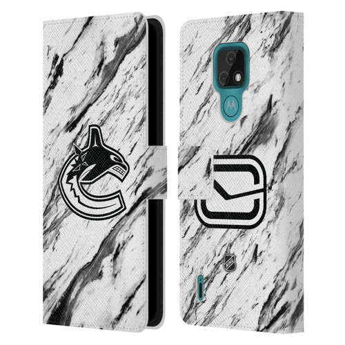 NHL Vancouver Canucks Marble Leather Book Wallet Case Cover For Motorola Moto E7