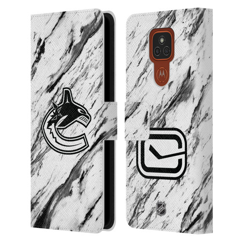 NHL Vancouver Canucks Marble Leather Book Wallet Case Cover For Motorola Moto E7 Plus