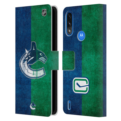 NHL Vancouver Canucks Half Distressed Leather Book Wallet Case Cover For Motorola Moto E7 Power / Moto E7i Power