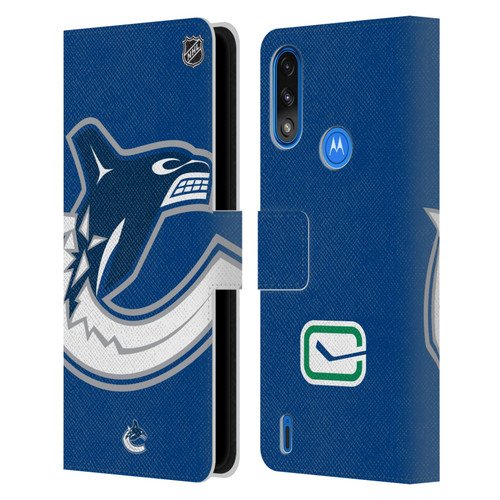 NHL Vancouver Canucks Oversized Leather Book Wallet Case Cover For Motorola Moto E7 Power / Moto E7i Power
