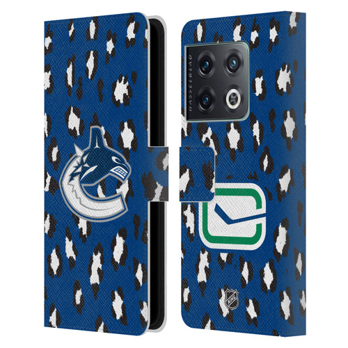 NHL Vancouver Canucks Leopard Patten Leather Book Wallet Case Cover For OnePlus 10 Pro