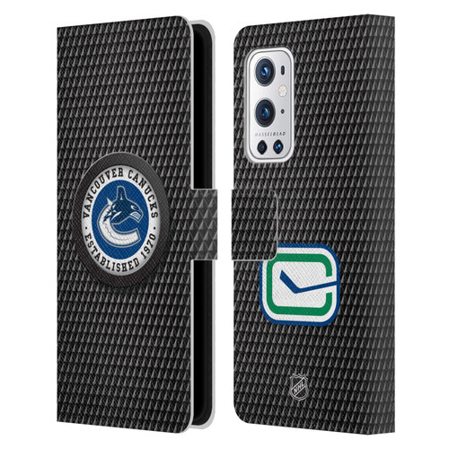 NHL Vancouver Canucks Puck Texture Leather Book Wallet Case Cover For OnePlus 9 Pro