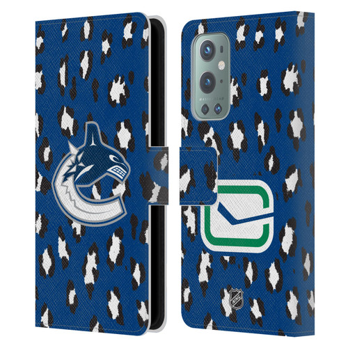 NHL Vancouver Canucks Leopard Patten Leather Book Wallet Case Cover For OnePlus 9