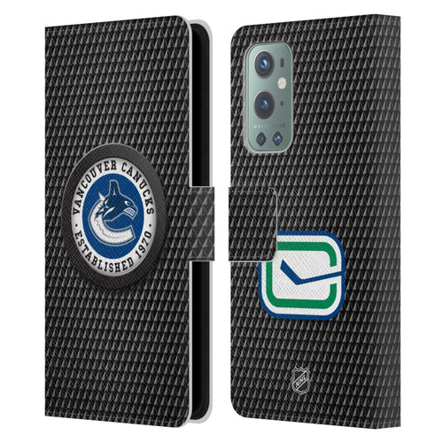 NHL Vancouver Canucks Puck Texture Leather Book Wallet Case Cover For OnePlus 9