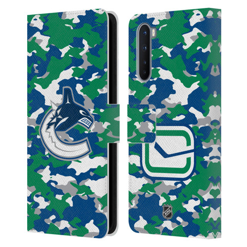 NHL Vancouver Canucks Camouflage Leather Book Wallet Case Cover For OnePlus Nord 5G