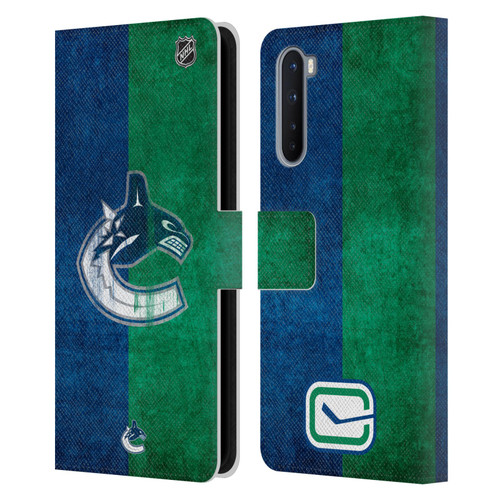 NHL Vancouver Canucks Half Distressed Leather Book Wallet Case Cover For OnePlus Nord 5G