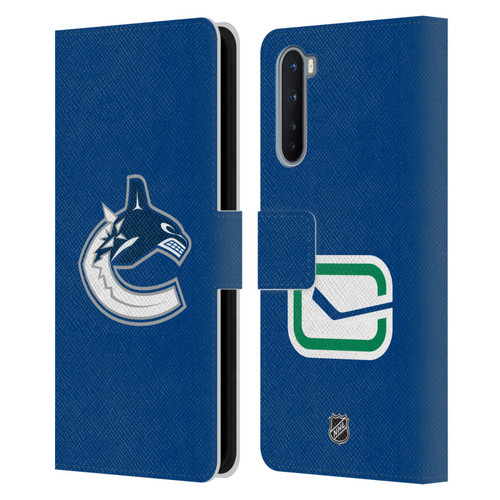 NHL Vancouver Canucks Plain Leather Book Wallet Case Cover For OnePlus Nord 5G