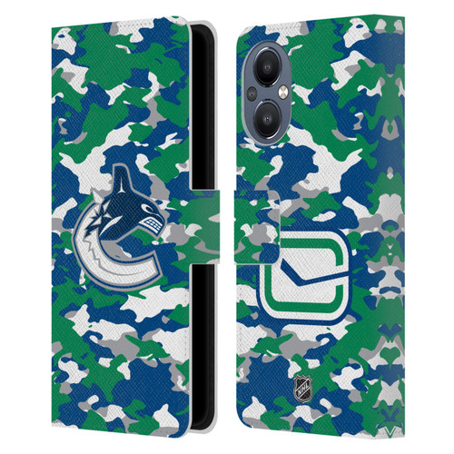 NHL Vancouver Canucks Camouflage Leather Book Wallet Case Cover For OnePlus Nord N20 5G