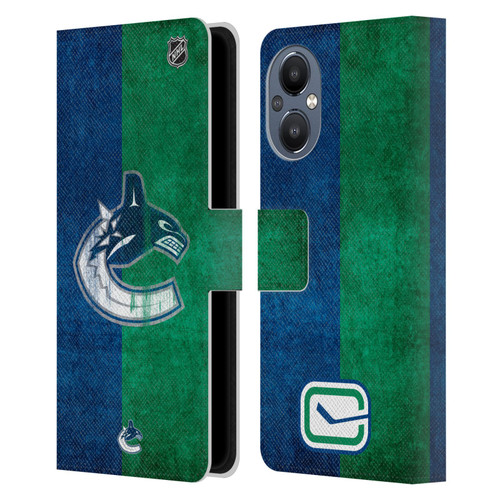 NHL Vancouver Canucks Half Distressed Leather Book Wallet Case Cover For OnePlus Nord N20 5G