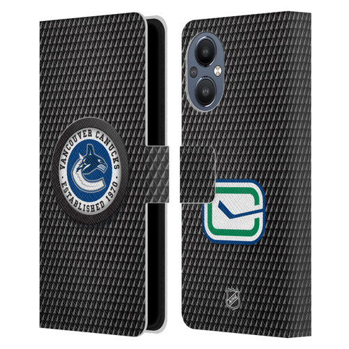 NHL Vancouver Canucks Puck Texture Leather Book Wallet Case Cover For OnePlus Nord N20 5G