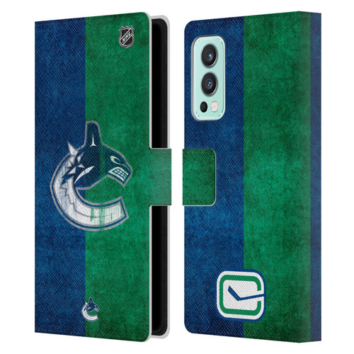 NHL Vancouver Canucks Half Distressed Leather Book Wallet Case Cover For OnePlus Nord 2 5G