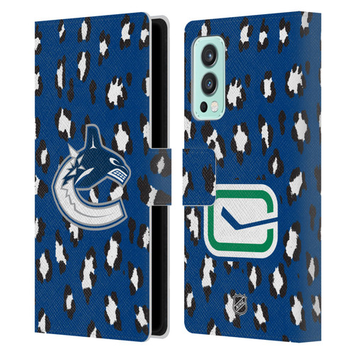 NHL Vancouver Canucks Leopard Patten Leather Book Wallet Case Cover For OnePlus Nord 2 5G