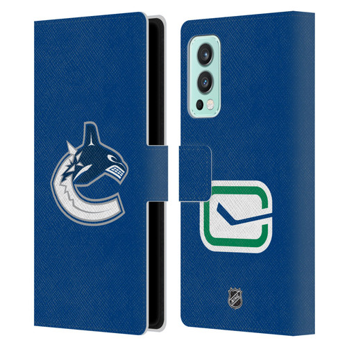 NHL Vancouver Canucks Plain Leather Book Wallet Case Cover For OnePlus Nord 2 5G