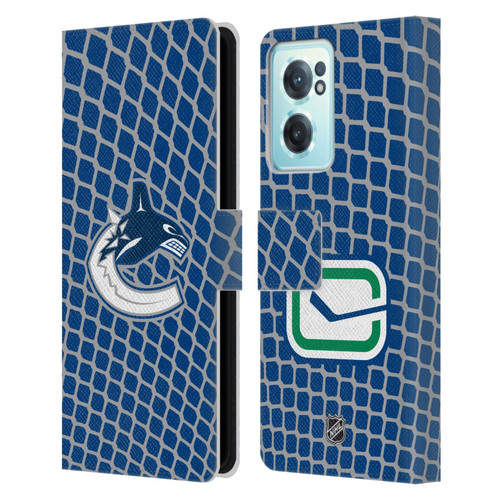 NHL Vancouver Canucks Net Pattern Leather Book Wallet Case Cover For OnePlus Nord CE 2 5G