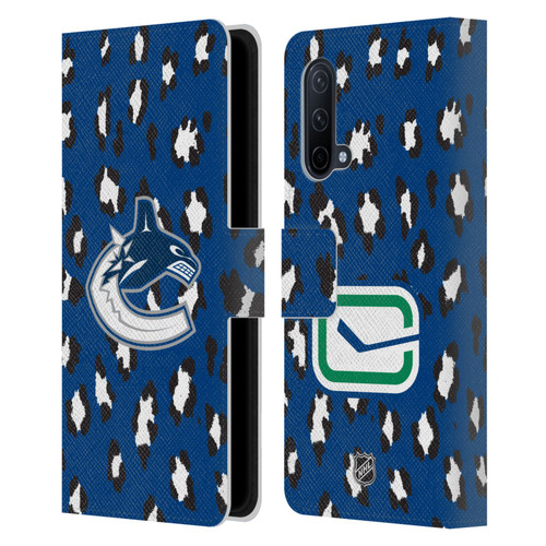 NHL Vancouver Canucks Leopard Patten Leather Book Wallet Case Cover For OnePlus Nord CE 5G