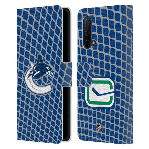 NHL Vancouver Canucks Net Pattern Leather Book Wallet Case Cover For OnePlus Nord CE 5G