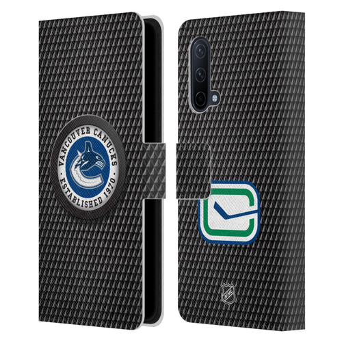 NHL Vancouver Canucks Puck Texture Leather Book Wallet Case Cover For OnePlus Nord CE 5G