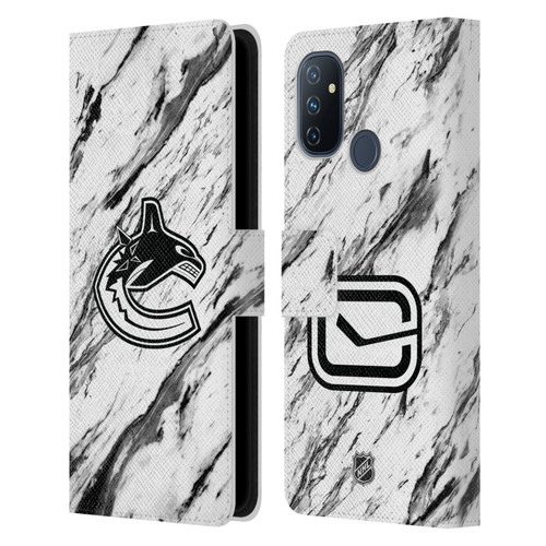 NHL Vancouver Canucks Marble Leather Book Wallet Case Cover For OnePlus Nord N100