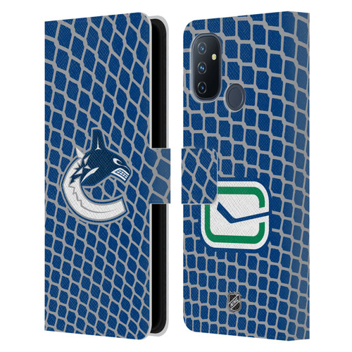 NHL Vancouver Canucks Net Pattern Leather Book Wallet Case Cover For OnePlus Nord N100