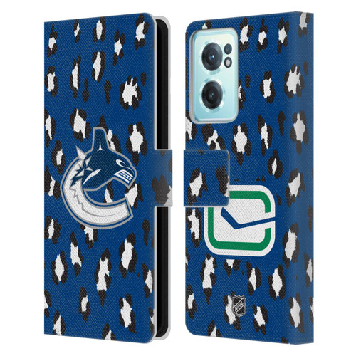 NHL Vancouver Canucks Leopard Patten Leather Book Wallet Case Cover For OnePlus Nord CE 2 5G