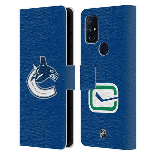 NHL Vancouver Canucks Plain Leather Book Wallet Case Cover For OnePlus Nord N10 5G