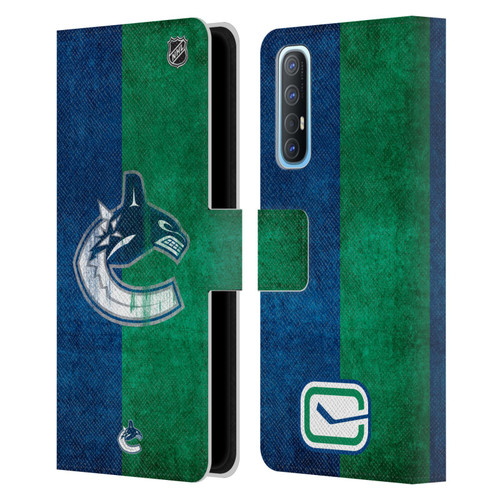 NHL Vancouver Canucks Half Distressed Leather Book Wallet Case Cover For OPPO Find X2 Neo 5G