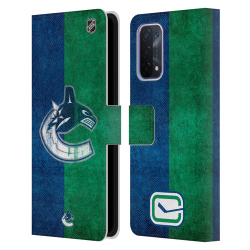 NHL Vancouver Canucks Half Distressed Leather Book Wallet Case Cover For OPPO A54 5G